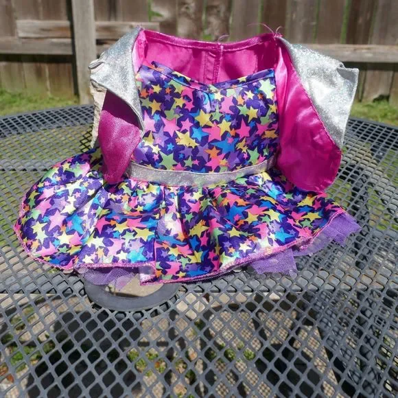 Build a Bear Honey Girls HG Rock Star Dress Pink Purple Silver Stars Build a Bear Honey Girls HG Rock Star Dress Pink Purple Silver Stars